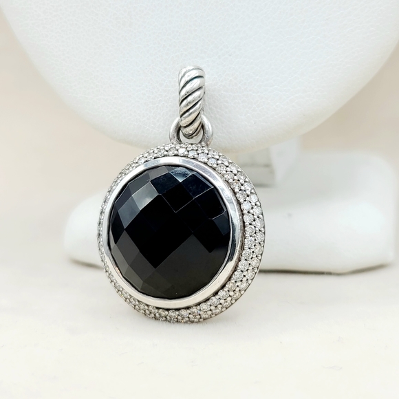 David Yurman Cerise 18mm Black Onyx Diamond Pendant - Picture 2 of 10